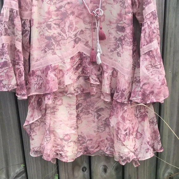 Stevie May Mauve/Cream Floral Dress - Size Women's Small - Picture 4 of 8